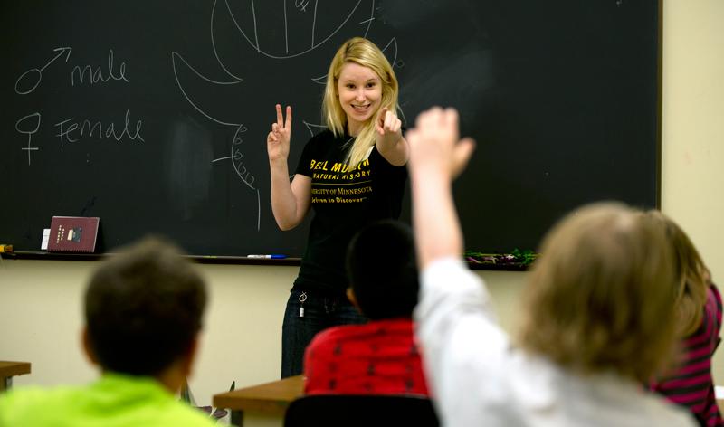 A student teaches her classmates